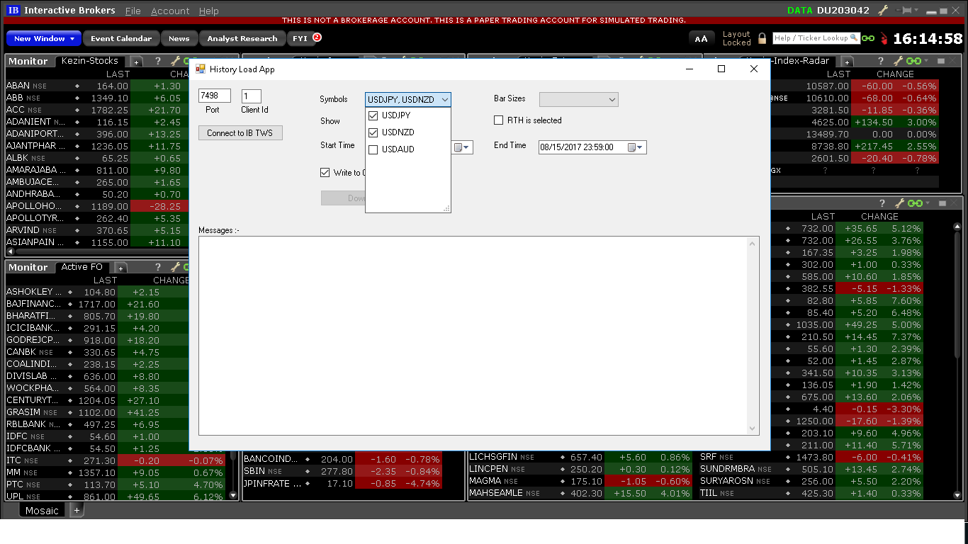 Automated Trading Software Demo Screen